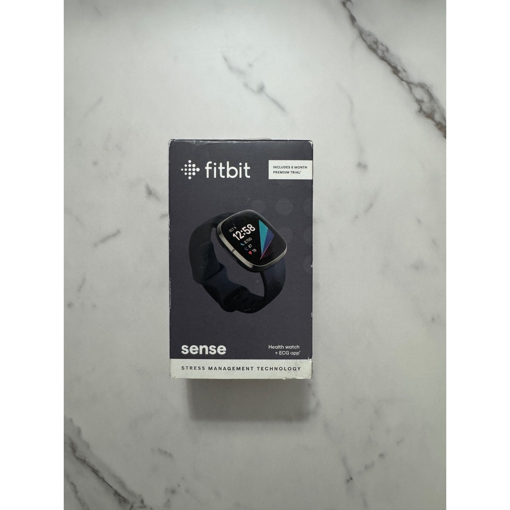 Fitbit Sense Smartwatch Graphite Stainless Steel & Carbon‎ Band- Damaged Box